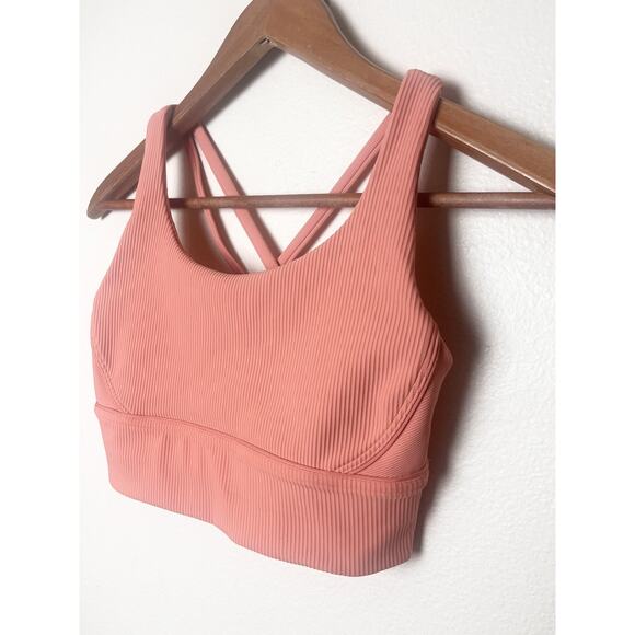 Lululemon Energy Longline Bra Ribbed Luxtreme Size 6 Sunny Coral - Picture 4 of 7
